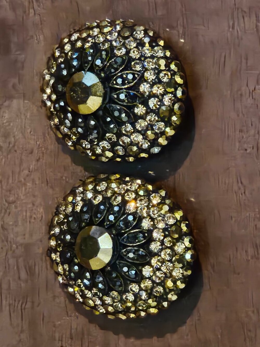 AS IS BOHO SUMMER JOSE & MARIA BARRERA GOLD SUN SUNBURST PAVE CRYSTAL EARRINGS